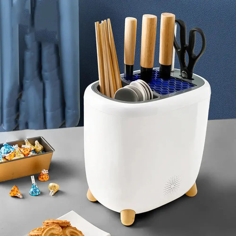 360 Rotating Ceramic Cutlery Drainer and Utensil Organizer