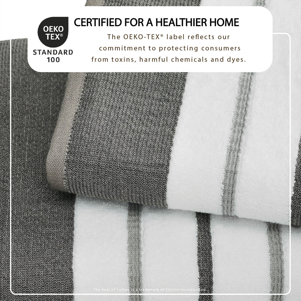 Decorative Cotton Stripe Bath Towel Set - Noelle Collection