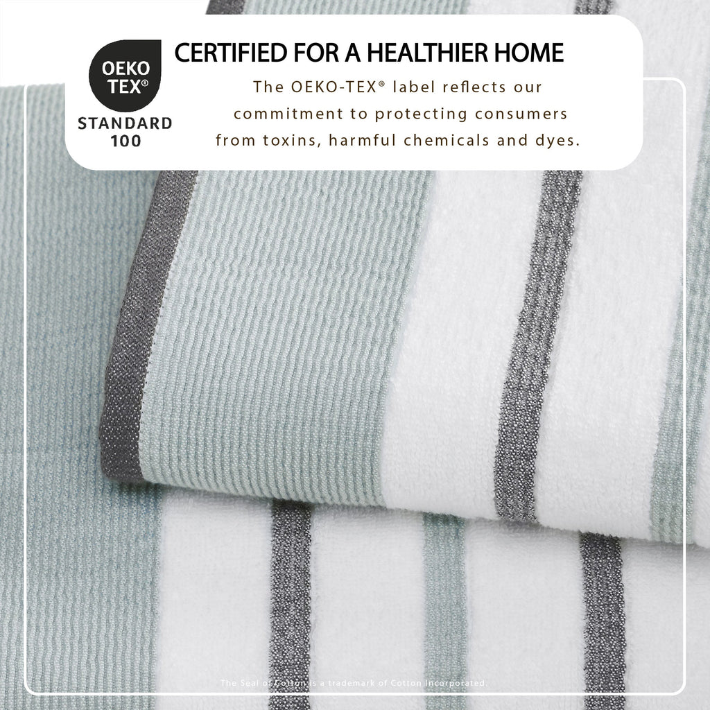 Decorative Cotton Stripe Bath Towel Set - Noelle Collection